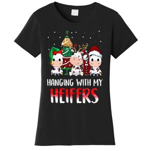 Cow Christmas Hanging With My Heifers Santa Deer Cows Outfit Women's T-Shirt