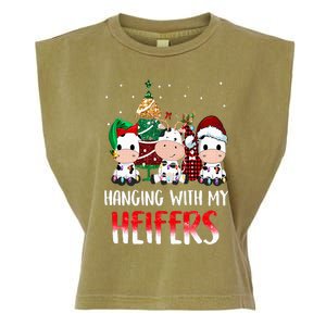 Cow Christmas Hanging With My Heifers Santa Deer Cows Outfit Garment-Dyed Women's Muscle Tee