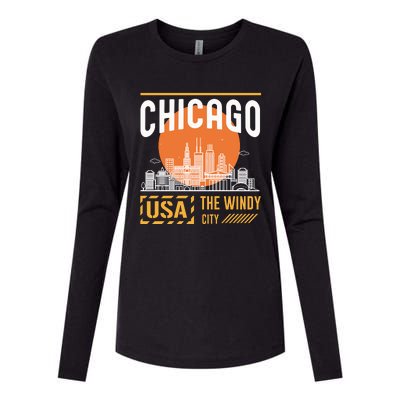 Chicago Womens Cotton Relaxed Long Sleeve T-Shirt