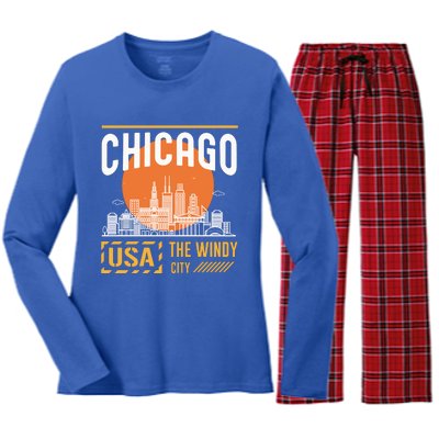 Chicago Women's Long Sleeve Flannel Pajama Set 