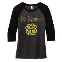 County Clare Ireland Heritage Saint Patrick's Day Women's Tri-Blend 3/4-Sleeve Raglan Shirt