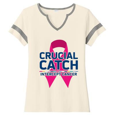 Crucial Catch Intercept Cancer Ladies Halftime Notch Neck Tee