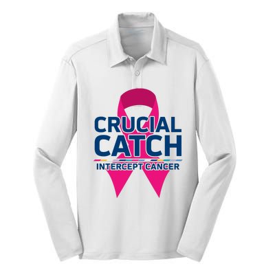 Crucial Catch Intercept Cancer Silk Touch Performance Long Sleeve Polo