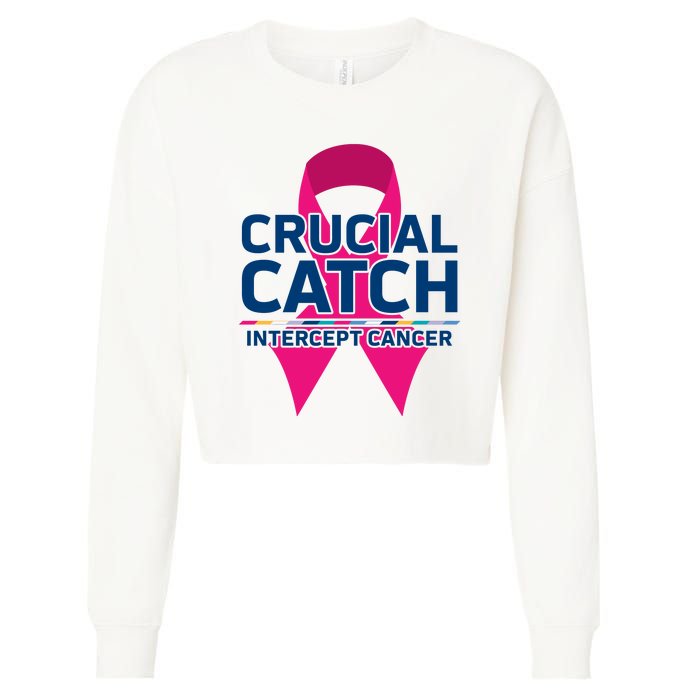 Crucial Catch Intercept Cancer Cropped Pullover Crew