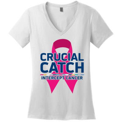 Crucial Catch Intercept Cancer Women's V-Neck T-Shirt