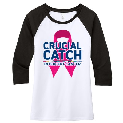 Crucial Catch Intercept Cancer Women's Tri-Blend 3/4-Sleeve Raglan Shirt