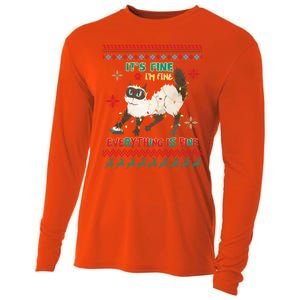 Christmas Cat It´S Fine I´M Fine Everything Is Fine Gift Cooling Performance Long Sleeve Crew