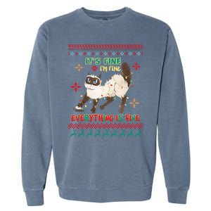 Christmas Cat It´S Fine I´M Fine Everything Is Fine Gift Garment-Dyed Sweatshirt