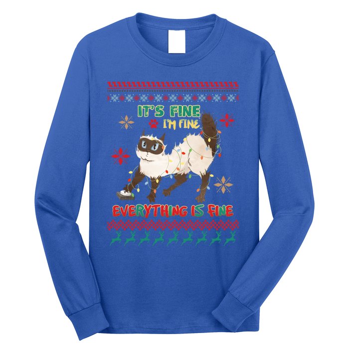 Christmas Cat It´S Fine I´M Fine Everything Is Fine Gift Long Sleeve Shirt