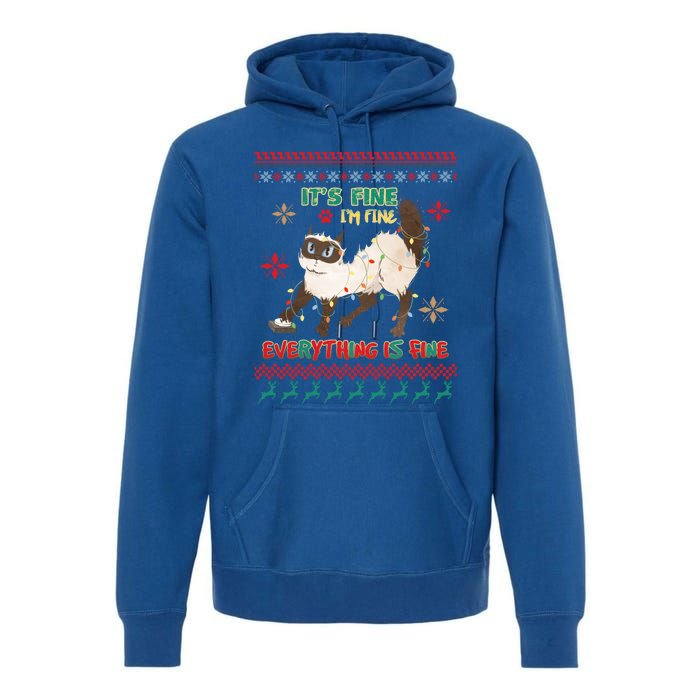 Christmas Cat It´S Fine I´M Fine Everything Is Fine Gift Premium Hoodie