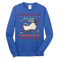 Christmas Cat It´S Fine I´M Fine Everything Is Fine Gift Tall Long Sleeve T-Shirt