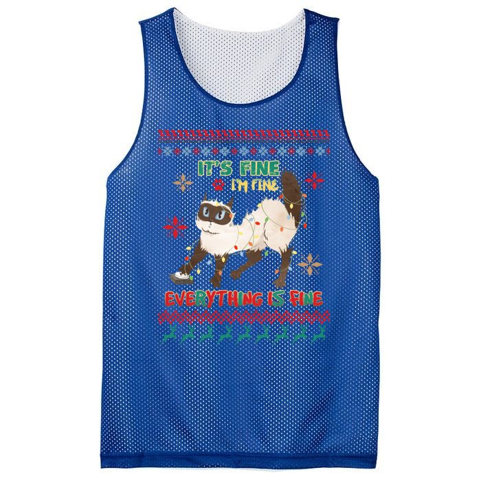 Christmas Cat It´S Fine I´M Fine Everything Is Fine Gift Mesh Reversible Basketball Jersey Tank