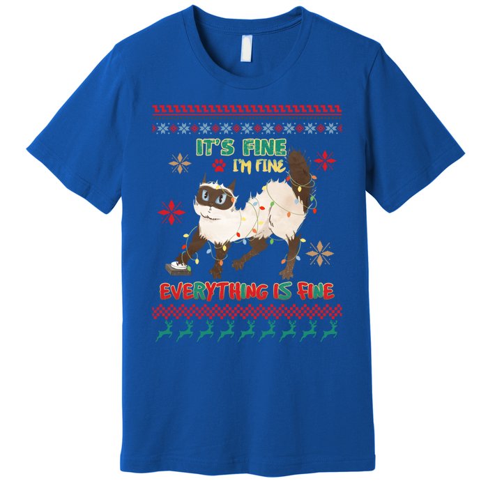 Christmas Cat It´S Fine I´M Fine Everything Is Fine Gift Premium T-Shirt