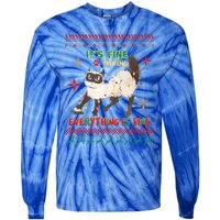 Christmas Cat It´S Fine I´M Fine Everything Is Fine Gift Tie-Dye Long Sleeve Shirt