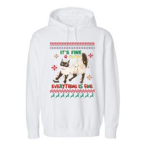 Christmas Cat It´S Fine I´M Fine Everything Is Fine Gift Garment-Dyed Fleece Hoodie