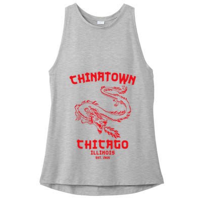 Chicago Chinatown Illinois Chinese American Loop South Side Ladies PosiCharge Tri-Blend Wicking Tank