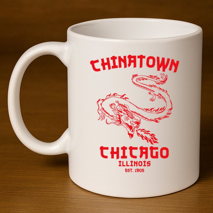 Chicago Chinatown Illinois Chinese American Loop South Side 11oz C Handle Ceramic Mug