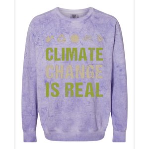 Climate Change Is Real Recycle Global Warming Earth Day Gift Colorblast Crewneck Sweatshirt