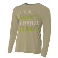 Climate Change Is Real Recycle Global Warming Earth Day Gift Cooling Performance Long Sleeve Crew