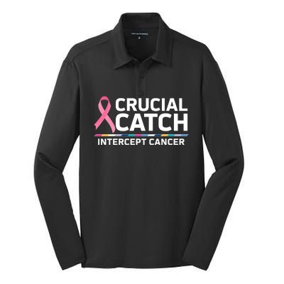 Crucial Catch Intercept Cancer Awareness Silk Touch Performance Long Sleeve Polo