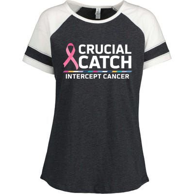 Crucial Catch Intercept Cancer Awareness Enza Ladies Jersey Colorblock Tee