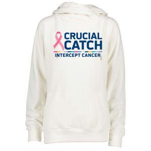 Crucial Catch Intercept Cancer Awareness Womens Funnel Neck Pullover Hood