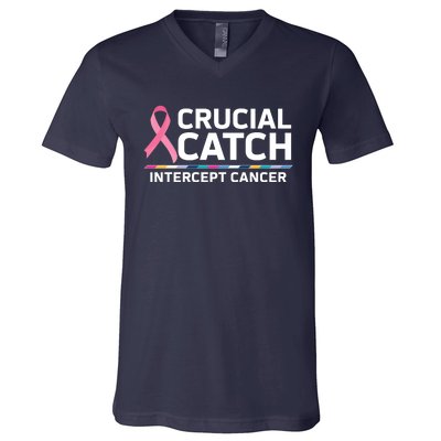 Crucial Catch Intercept Cancer Awareness V-Neck T-Shirt