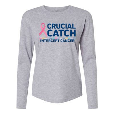 Crucial Catch Intercept Cancer Awareness Womens Cotton Relaxed Long Sleeve T-Shirt