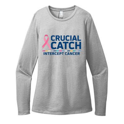 Crucial Catch Intercept Cancer Awareness Womens CVC Long Sleeve Shirt