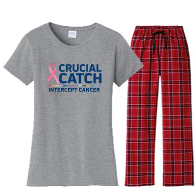 Crucial Catch Intercept Cancer Awareness Women's Flannel Pajama Set