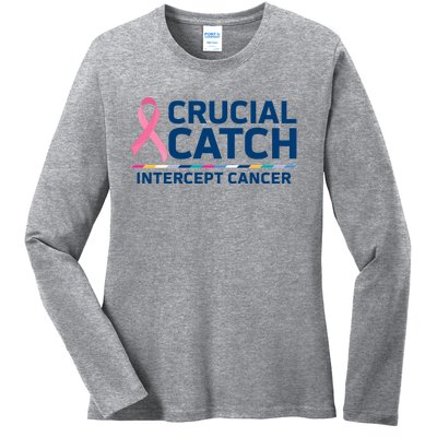 Crucial Catch Intercept Cancer Awareness Ladies Long Sleeve Shirt