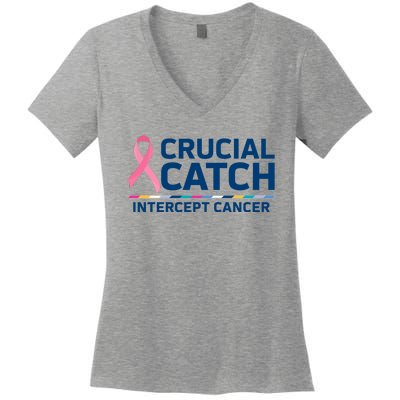 Crucial Catch Intercept Cancer Awareness Women's V-Neck T-Shirt