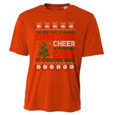 Christmas Cheer Is Providing Care To Everyone Here Ugly Cooling Performance Crew T-Shirt