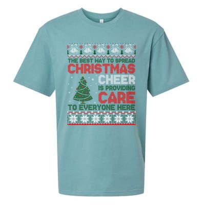 Christmas Cheer Is Providing Care To Everyone Here Ugly Sueded Cloud Jersey T-Shirt