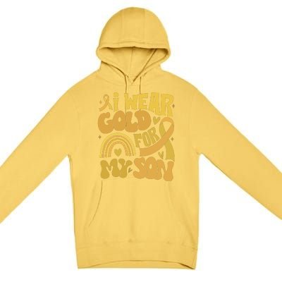 Childhood Cancer I Wear Gold For My Son Premium Pullover Hoodie