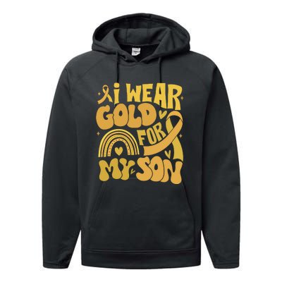 Childhood Cancer I Wear Gold For My Son Performance Fleece Hoodie