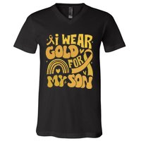 Childhood Cancer I Wear Gold For My Son V-Neck T-Shirt