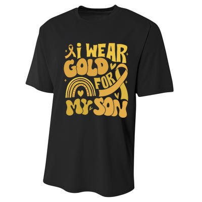 Childhood Cancer I Wear Gold For My Son Performance Sprint T-Shirt