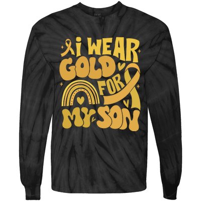 Childhood Cancer I Wear Gold For My Son Tie-Dye Long Sleeve Shirt