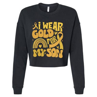 Childhood Cancer I Wear Gold For My Son Cropped Pullover Crew