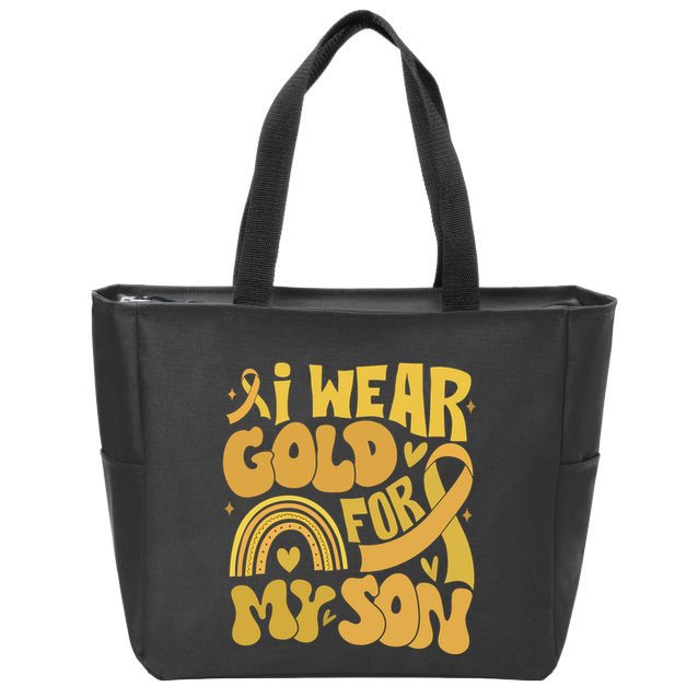 Childhood Cancer I Wear Gold For My Son Zip Tote Bag