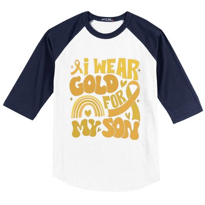 Childhood Cancer I Wear Gold For My Son Baseball Sleeve Shirt