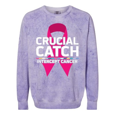 Crucial Catch Intercept Cancer Pink Ribbon Colorblast Crewneck Sweatshirt