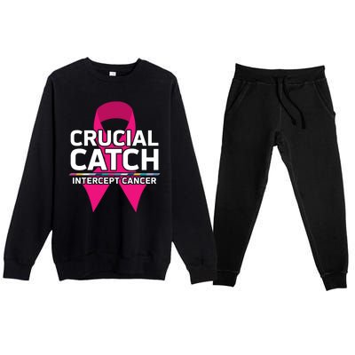 Crucial Catch Intercept Cancer Pink Ribbon Premium Crewneck Sweatsuit Set