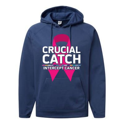 Crucial Catch Intercept Cancer Pink Ribbon Performance Fleece Hoodie