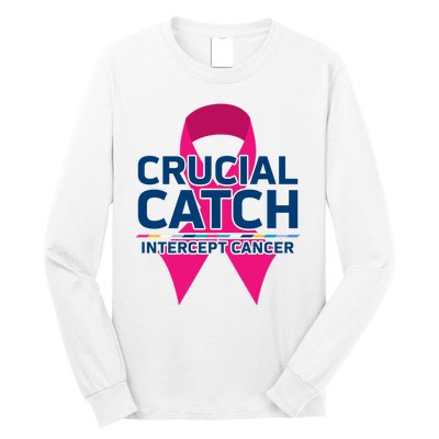 Crucial Catch Intercept Cancer Pink Ribbon Long Sleeve Shirt