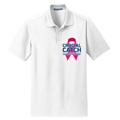 Crucial Catch Intercept Cancer Pink Ribbon Dry Zone Grid Polo