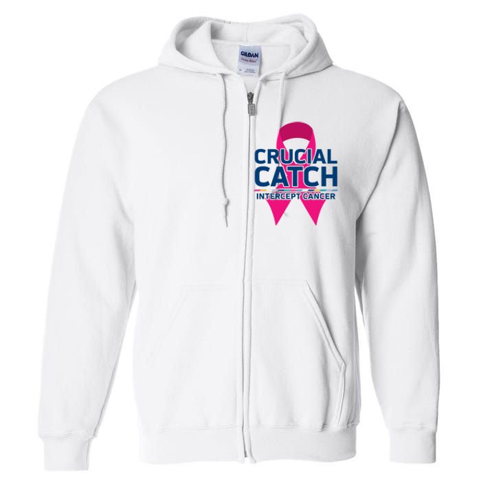 Crucial Catch Intercept Cancer Pink Ribbon Full Zip Hoodie