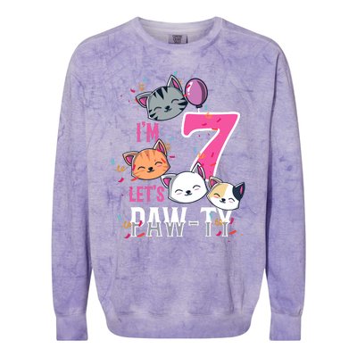 Cute Cats IM 7 Years Old Girl Birthday Party Colorblast Crewneck Sweatshirt