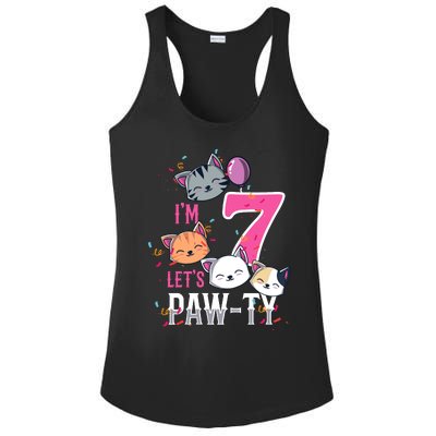 Cute Cats IM 7 Years Old Girl Birthday Party Ladies PosiCharge Competitor Racerback Tank